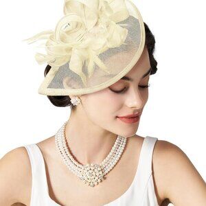 Women Feather Fascinator Hat for Derby Wedding Tea Party Cocktails